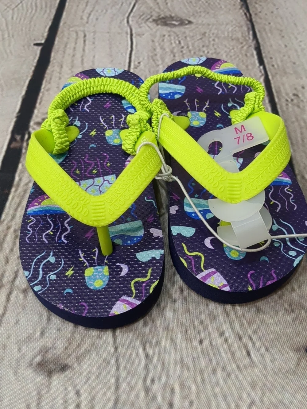 Cat & Jack Neon Yellow and Purple Jellyfish Flip-Flops